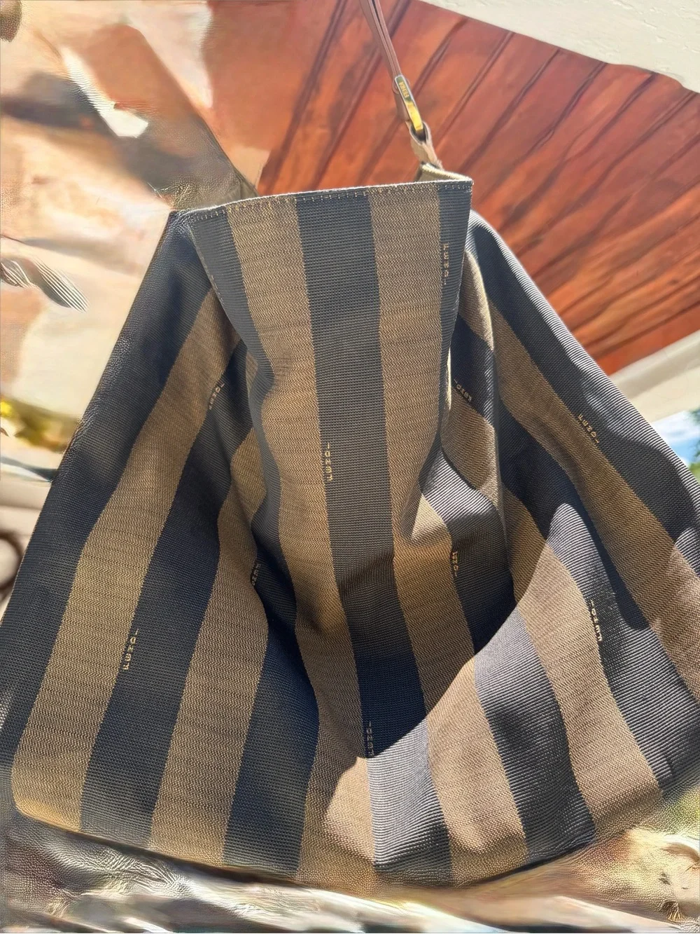 Fendi Brown and Black Striped Hobo Bag - Picture 4 of 15